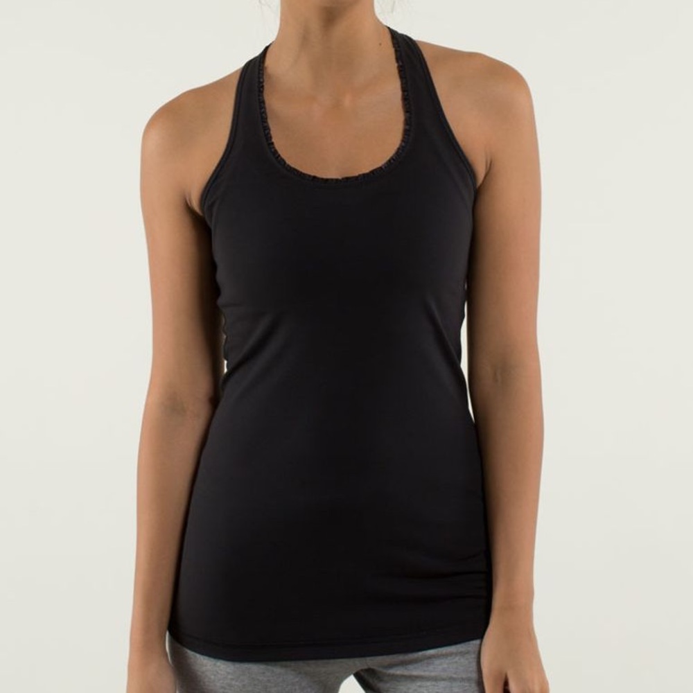 Lululemon Special Edition Black Ruffle Cool Racerback size 6